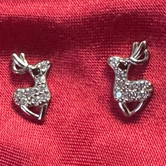 Sterling Silver Crystal Reindeer Stud Earrings – Holiday Christmas Jewelry NWOT - Picture 3 of 7